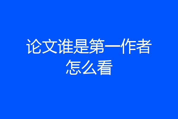 论文谁是第一作者怎么看