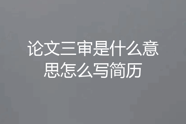 论文三审是什么意思怎么写简历