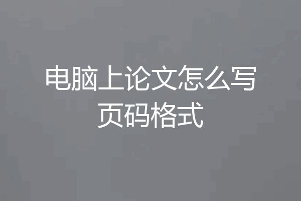 电脑上论文怎么写页码格式
