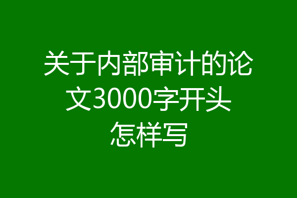 关于内部审计的论文3000字开头怎样写