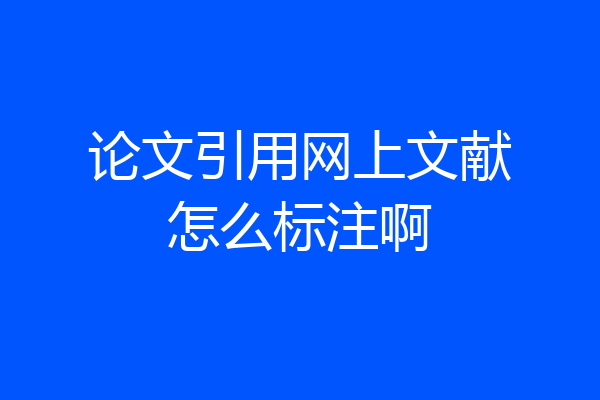 论文引用网上文献怎么标注啊