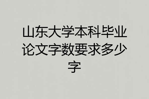 山东大学本科毕业论文字数要求多少字