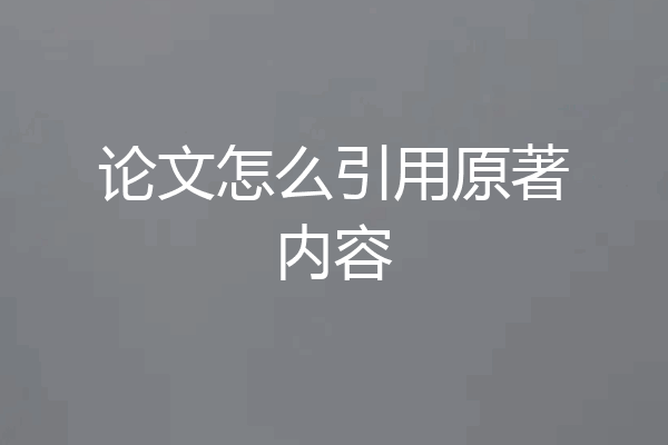 论文怎么引用原著内容