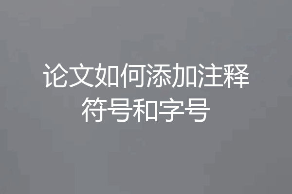论文如何添加注释符号和字号