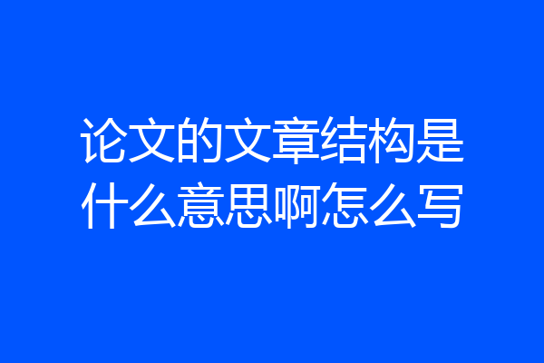 论文的文章结构是什么意思啊怎么写