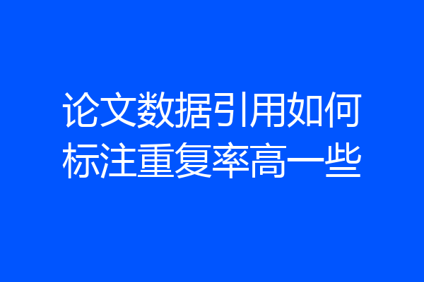 论文数据引用如何标注重复率高一些