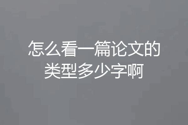 怎么看一篇论文的类型多少字啊