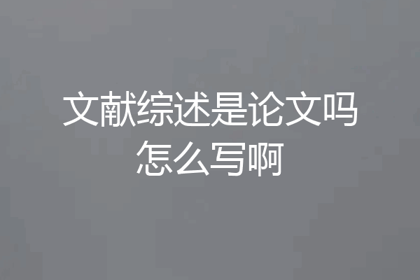 文献综述是论文吗怎么写啊