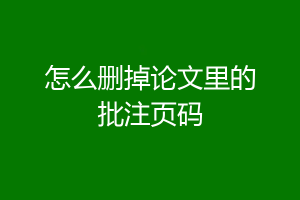 怎么删掉论文里的批注页码