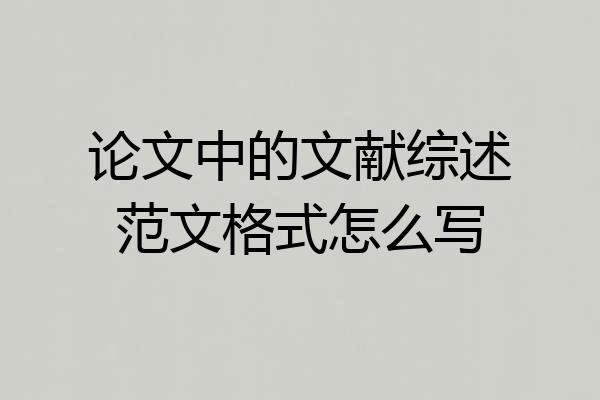 论文中的文献综述范文格式怎么写