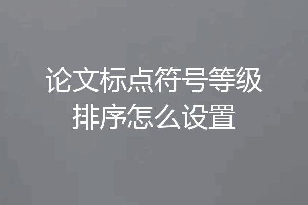 论文标点符号等级排序怎么设置