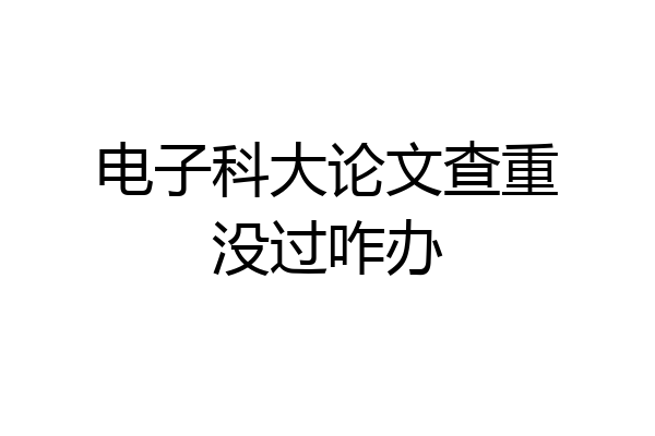 电子科大论文查重没过咋办