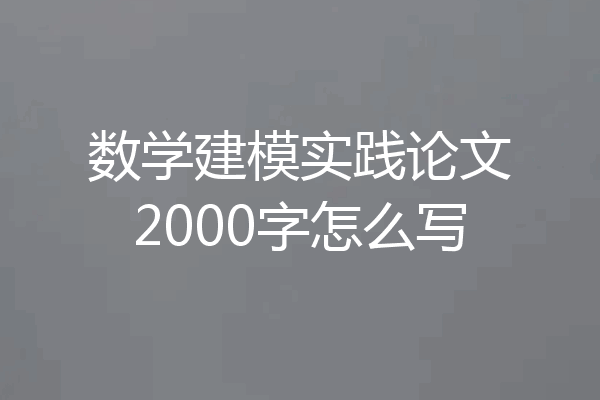 数学建模实践论文2000字怎么写