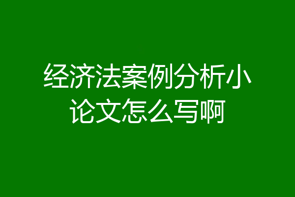 经济法案例分析小论文怎么写啊