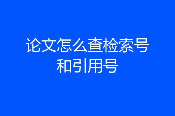 论文怎么查检索号和引用号