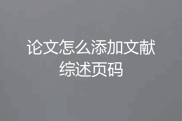 论文怎么添加文献综述页码