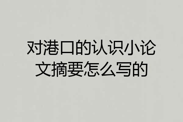 对港口的认识小论文摘要怎么写的