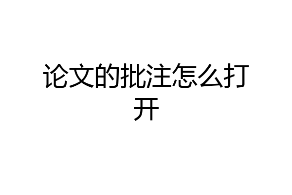 论文的批注怎么打开