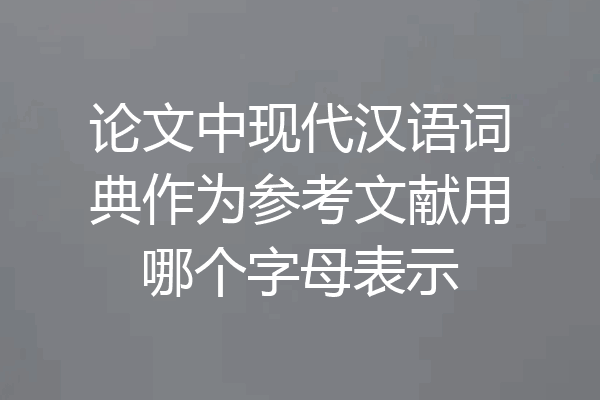 论文中现代汉语词典作为参考文献用哪个字母表示
