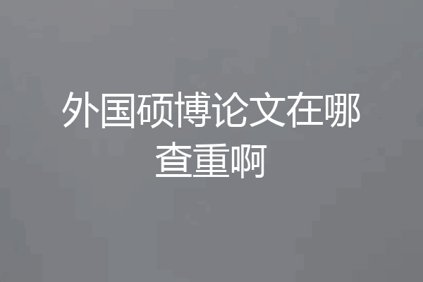 外国硕博论文在哪查重啊