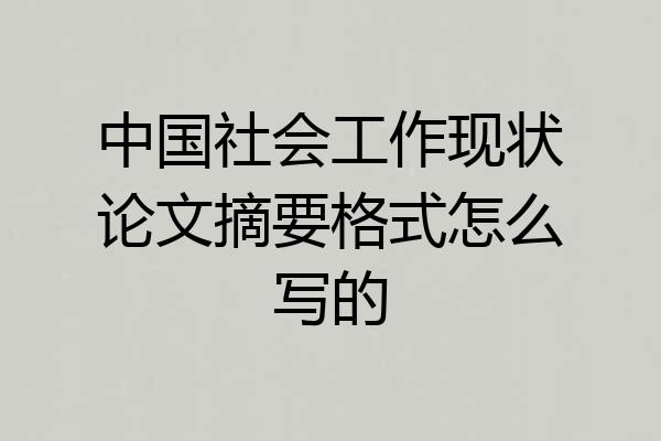 中国社会工作现状论文摘要格式怎么写的