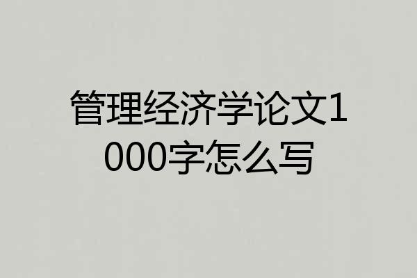 管理经济学论文1000字怎么写