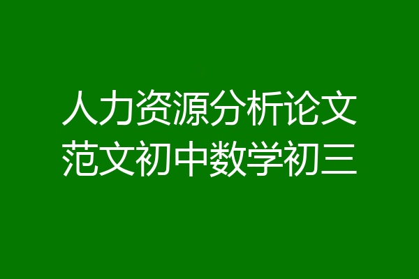 人力资源分析论文范文初中数学初三