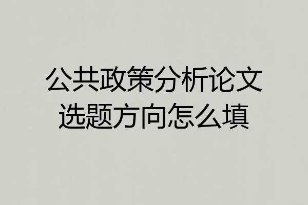 公共政策分析论文选题方向怎么填