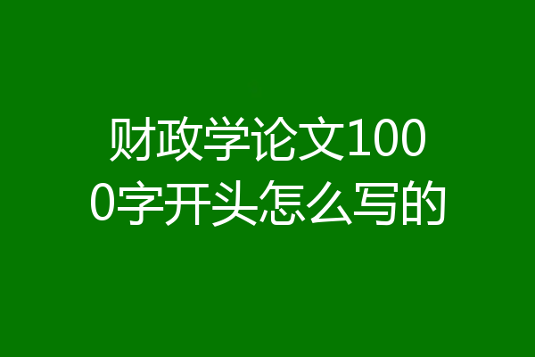财政学论文1000字开头怎么写的