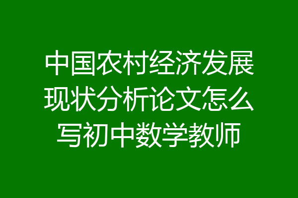 中国农村经济发展现状分析论文怎么写初中数学教师