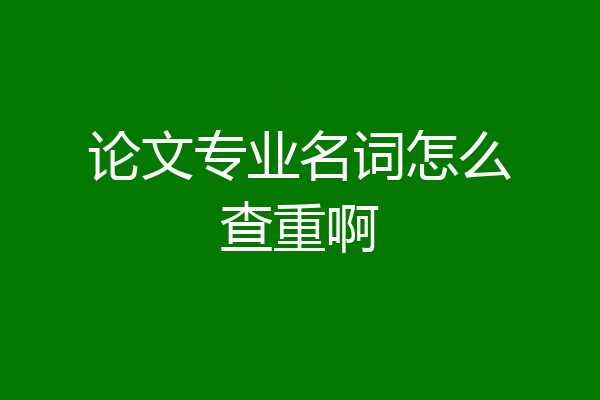 论文专业名词怎么查重啊