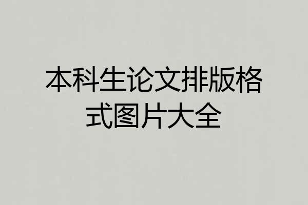 本科生论文排版格式图片大全