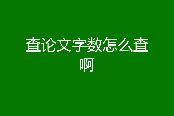 查论文字数怎么查啊