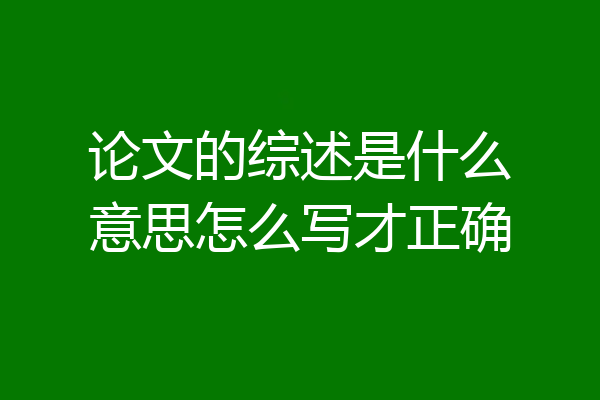 论文的综述是什么意思怎么写才正确