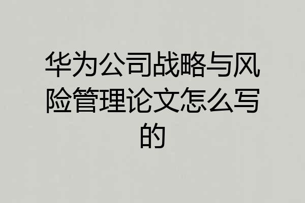 华为公司战略与风险管理论文怎么写的