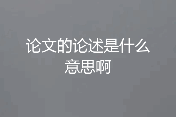 论文的论述是什么意思啊