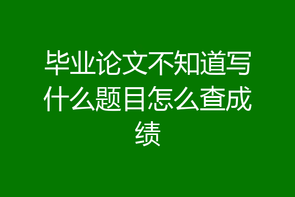 毕业论文不知道写什么题目怎么查成绩