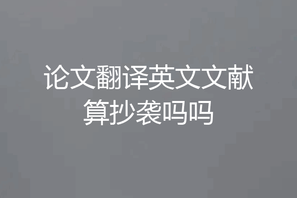 论文翻译英文文献算抄袭吗吗