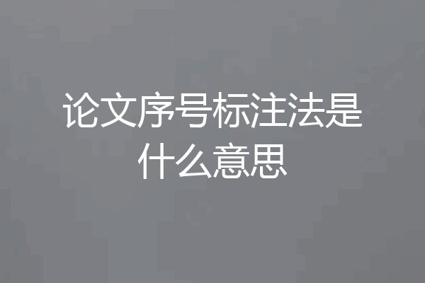 论文序号标注法是什么意思