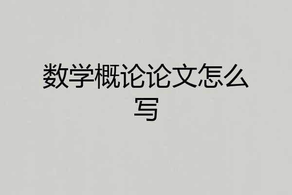 数学概论论文怎么写