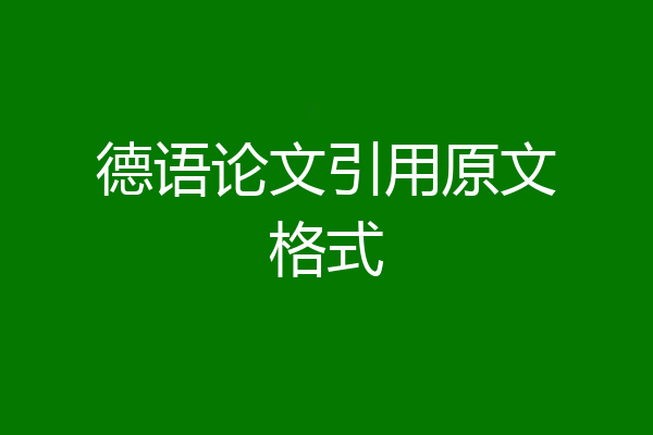 德语论文引用原文格式