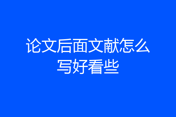 论文后面文献怎么写好看些