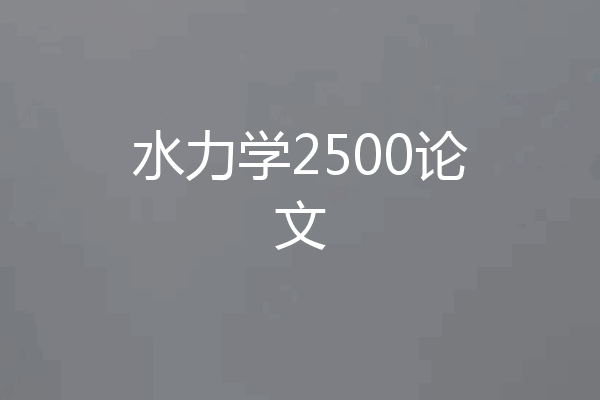 水力学2500论文