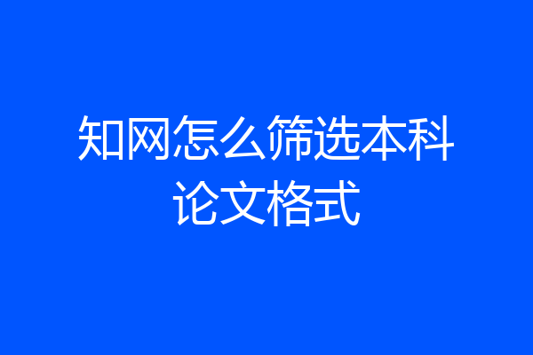 知网怎么筛选本科论文格式