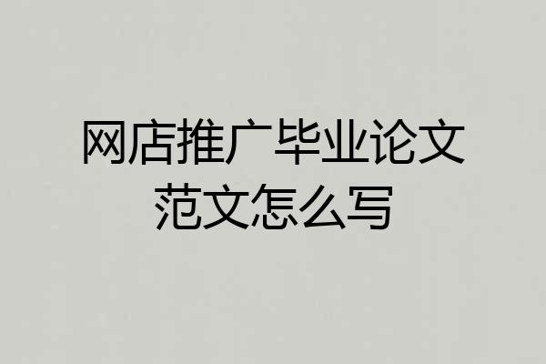 网店推广毕业论文范文怎么写