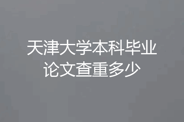 天津大学本科毕业论文查重多少