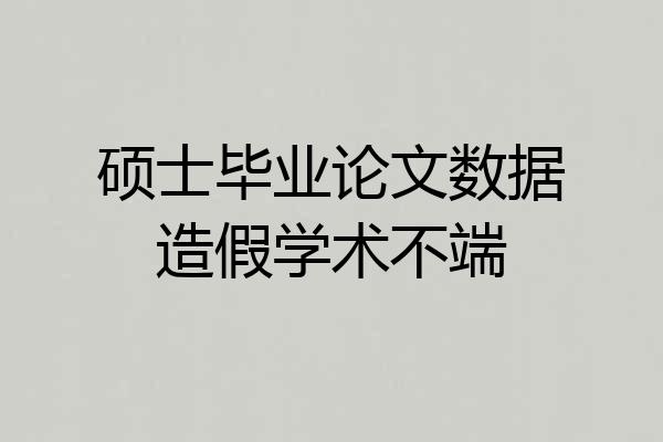 硕士毕业论文数据造假学术不端