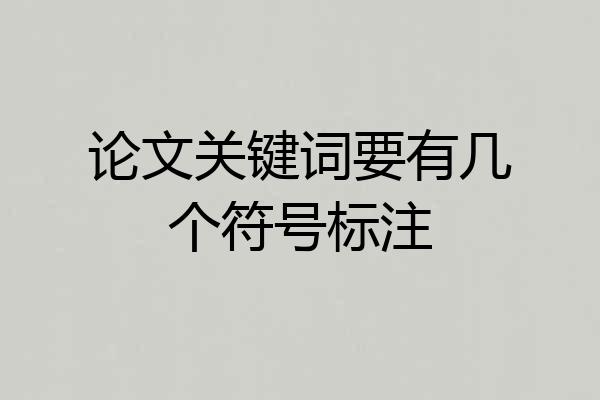 论文关键词要有几个符号标注