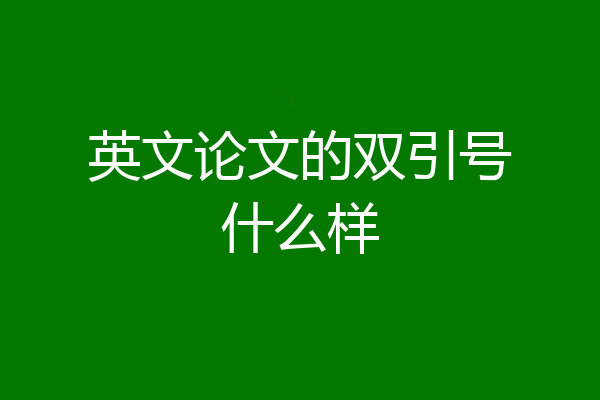 英文论文的双引号什么样