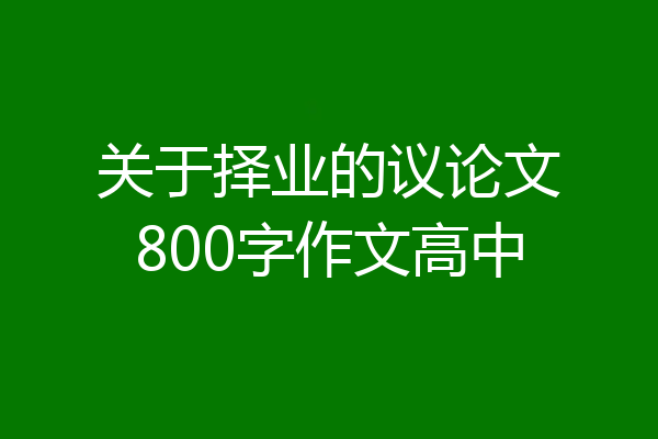 关于择业的议论文800字作文高中